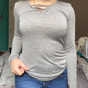 GREY LONG SLEEVE TOP